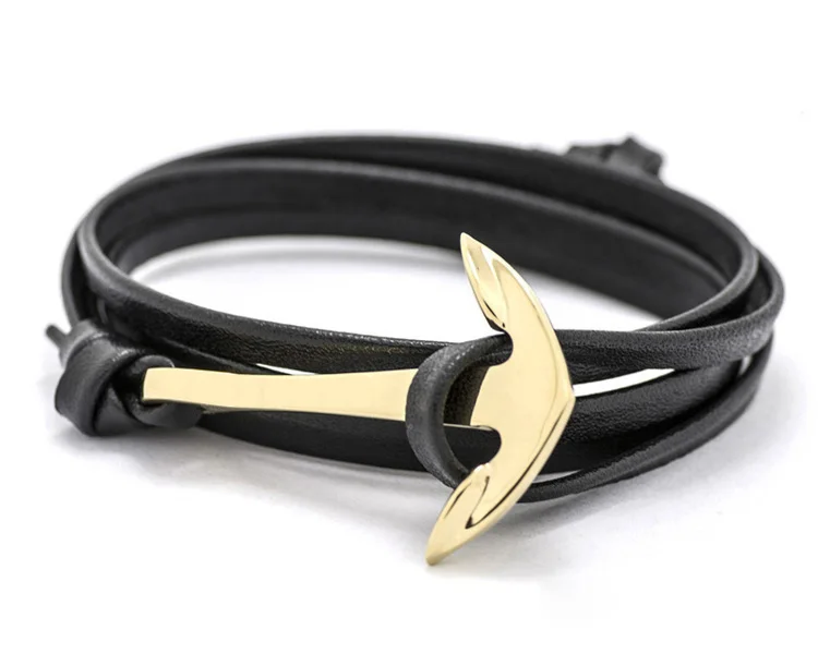 

top sellers 2019 for amazon stainless steel jewelry anchor mens leather bracelet, Multi-colors