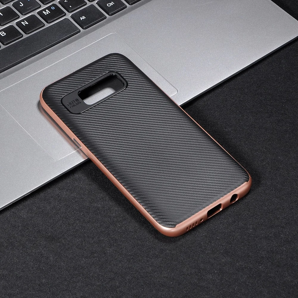 2 IN 1 Carbon Fiber TPU+PC Back Cover Case For Samsung Galaxy S8