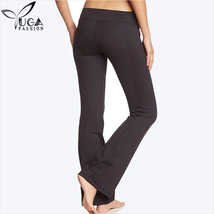 Long Black Custom Nylon Spandex Women Yoga Pants Outfit Bootcut Yoga