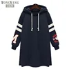 TONGYANG hot sale Women Long Sleeve Hoodie Sweatshirt Striped Letter Print Cotton Coat Pullover OEM custom hoodie women