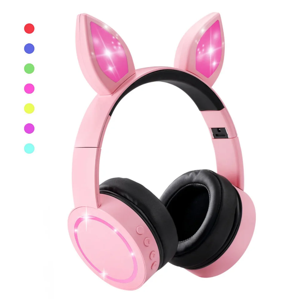 

2019 new product electronic wireless headphones led light headphones best gift for kids, Pink;blue;black
