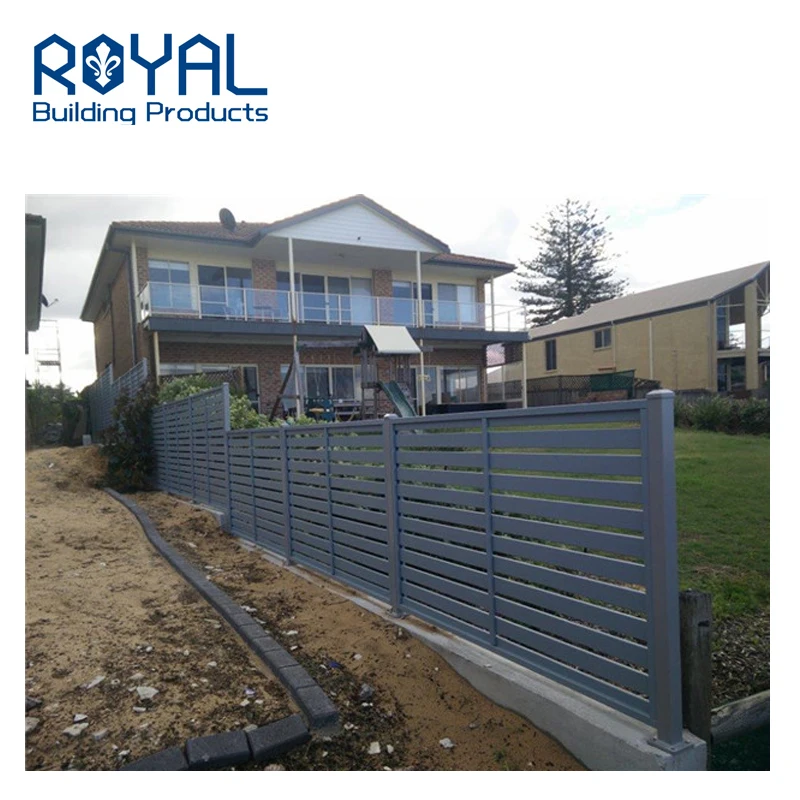 Privacy Fence Aluminum Black No Dig Horizontal Slat Aluminum Fence