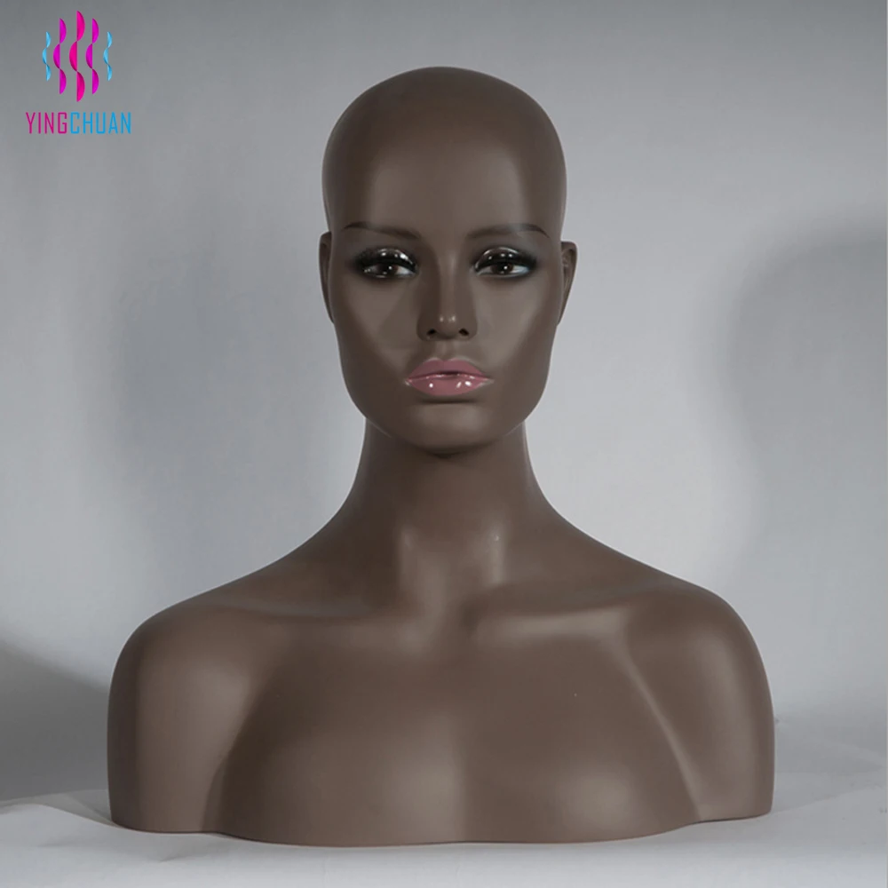 Dark Skin Female Mannequin Head With Make Up Realistic Mannequin Head Bust Buy Female