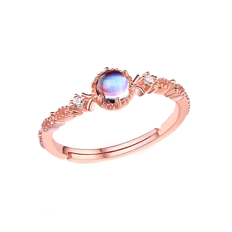 

Dainty sterling silver 14K rose gold moonstone ring, Picture