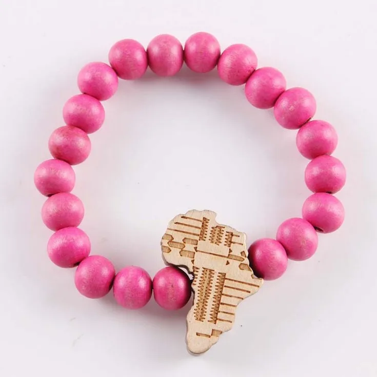 

Cheap Fashion Popular Elastic wooden pendant Hiphop jewelry 4 colors Wood Beads African Map Charm Bracelets china supplier, N/a