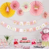 Princess Party Supplies Baby Shower Decorations for Girl Including Welcome Lillte Princess Banner and 6 Paper Fans Pink