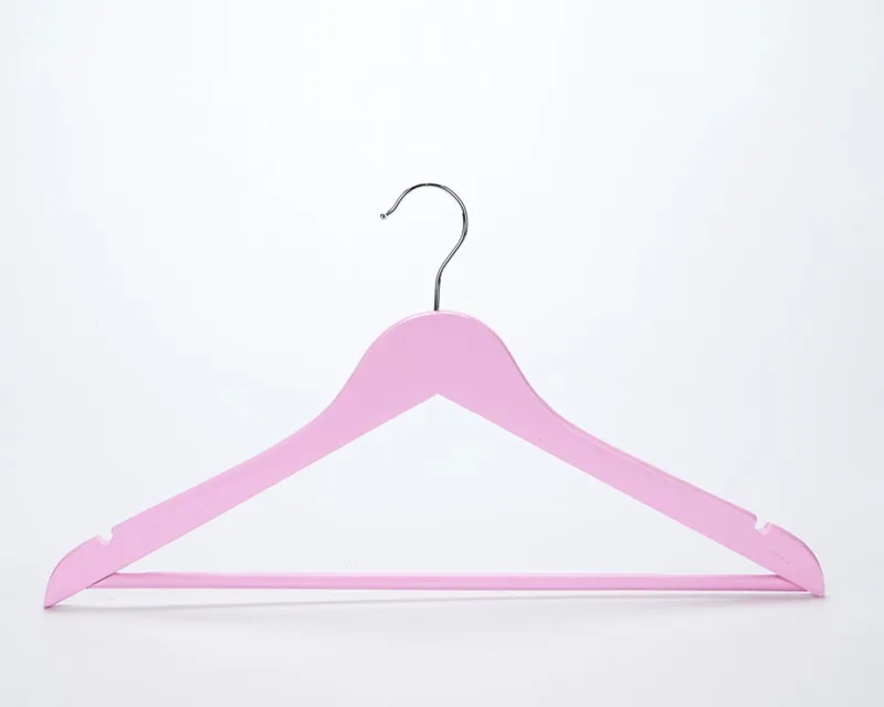 Inspring Hot Pink Solid Wood Hangers With Non-slip Bar And Notches ...