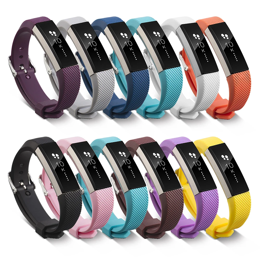 

Soft Silicone Adjustable Metal Buckle Style Wristband Strap Sport Watch Band Bracelet for Fitbit Alta HR and Fitbit Alta Tracker, 16 colors