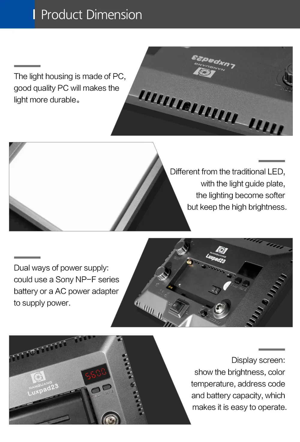 NanGuang Luxpad23 LED pad light bi color 3200K to 5600K camera LED light soft LED video light 2.4G remote control