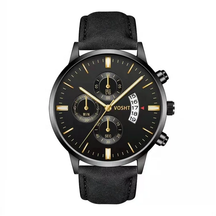 

Most Popular Brand 2019 Men Watch Sport Leather Gold Silver Quartz Military Watches reloj para hombre LW221