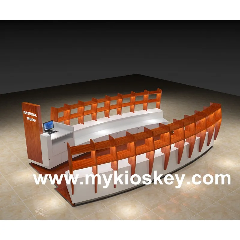 Unique curve shoes display shelf handbag shoes kiosk design 