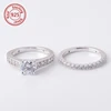 Sterling Silver Past Present Future 2-Pc Bridal Set ring Engagement Wedding Ring Band