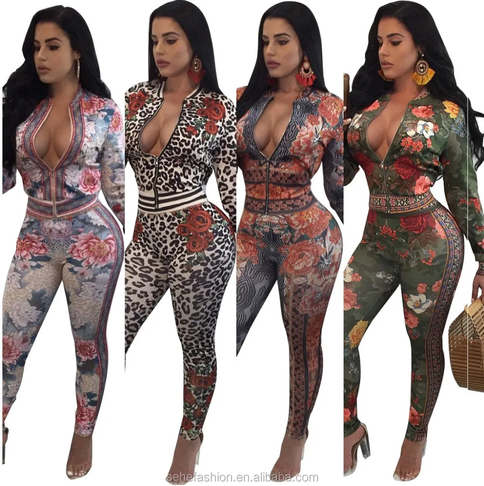 

1130-MR7 Flower printed clothes Wholesale innovative fancy african style jumpsuit for sexy women