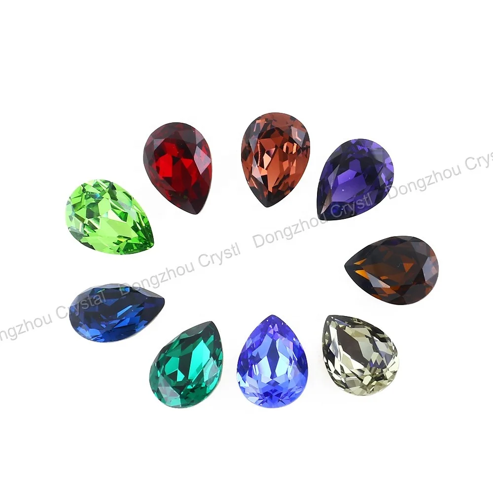 

Colorful 10*14mm drop crystal fancy point back rhinestones wholesale for jewelry making