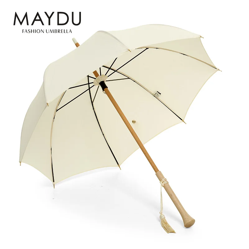 

Shanghai MAYDU custom made logo 8k rainproof wooden handle straight umbrella