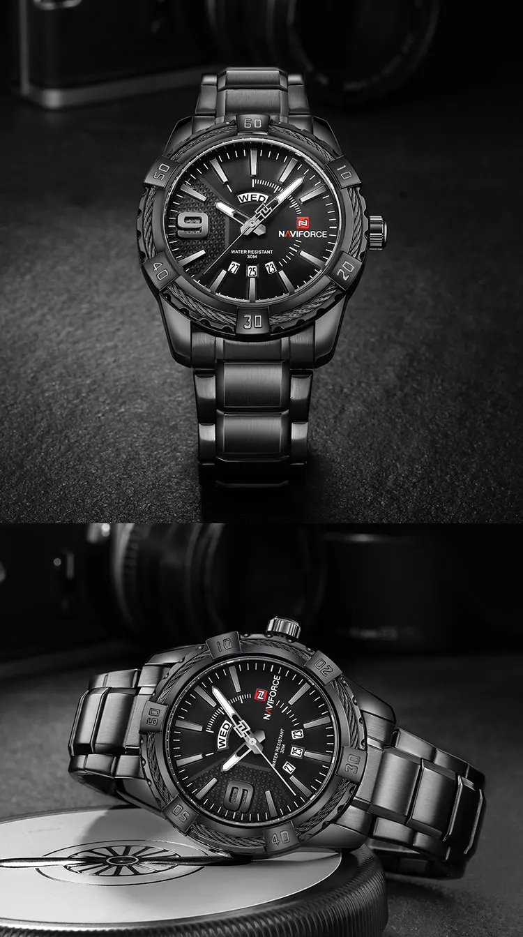 NAVIFORCE Watch 9117 Men Luxury Brand Sport Full Steel Quartz Watches Men's Waterproof Wrist Watches Relogio Masculino