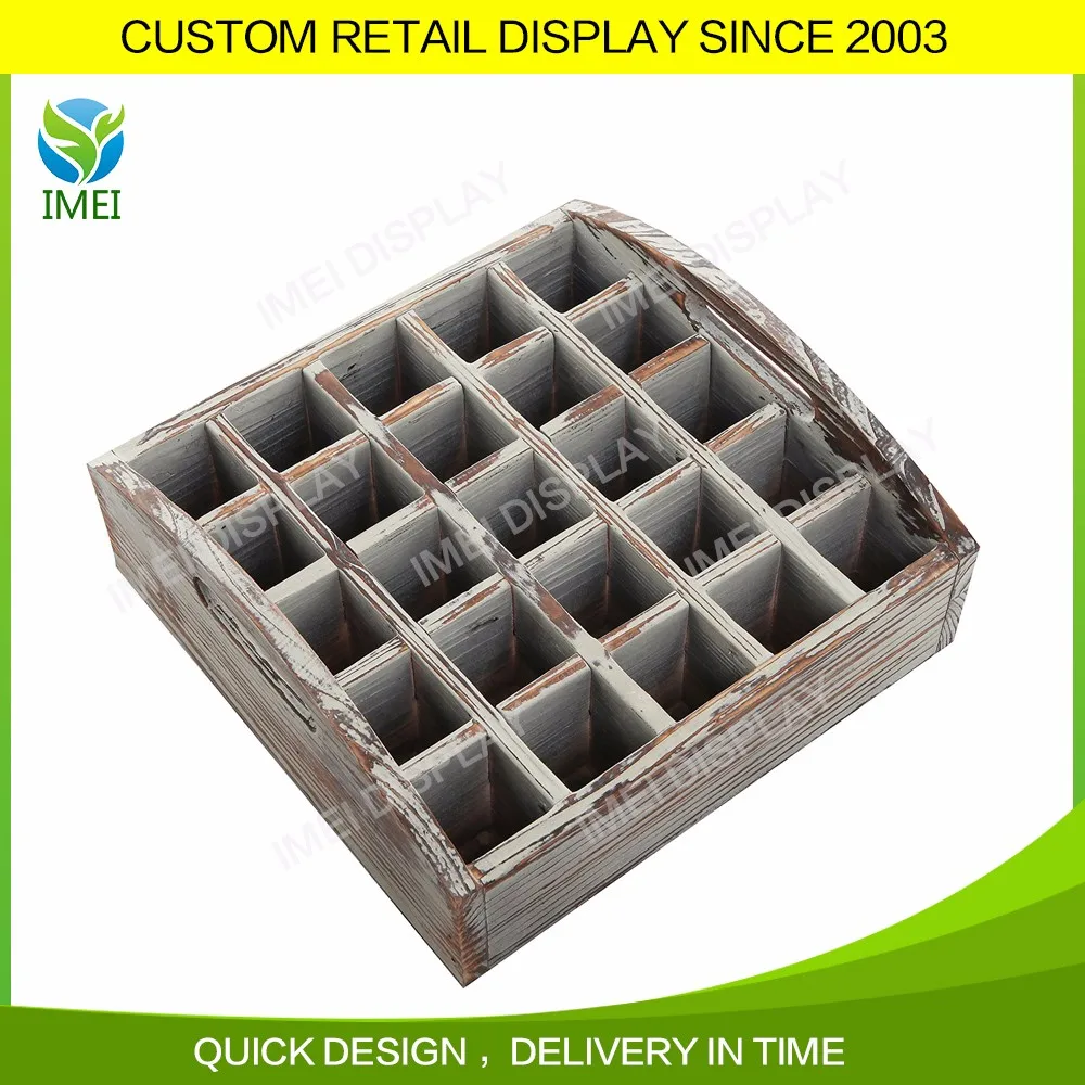 25 Grid Antique Solid Wood Nail Polish Display Cabinets Crate Box