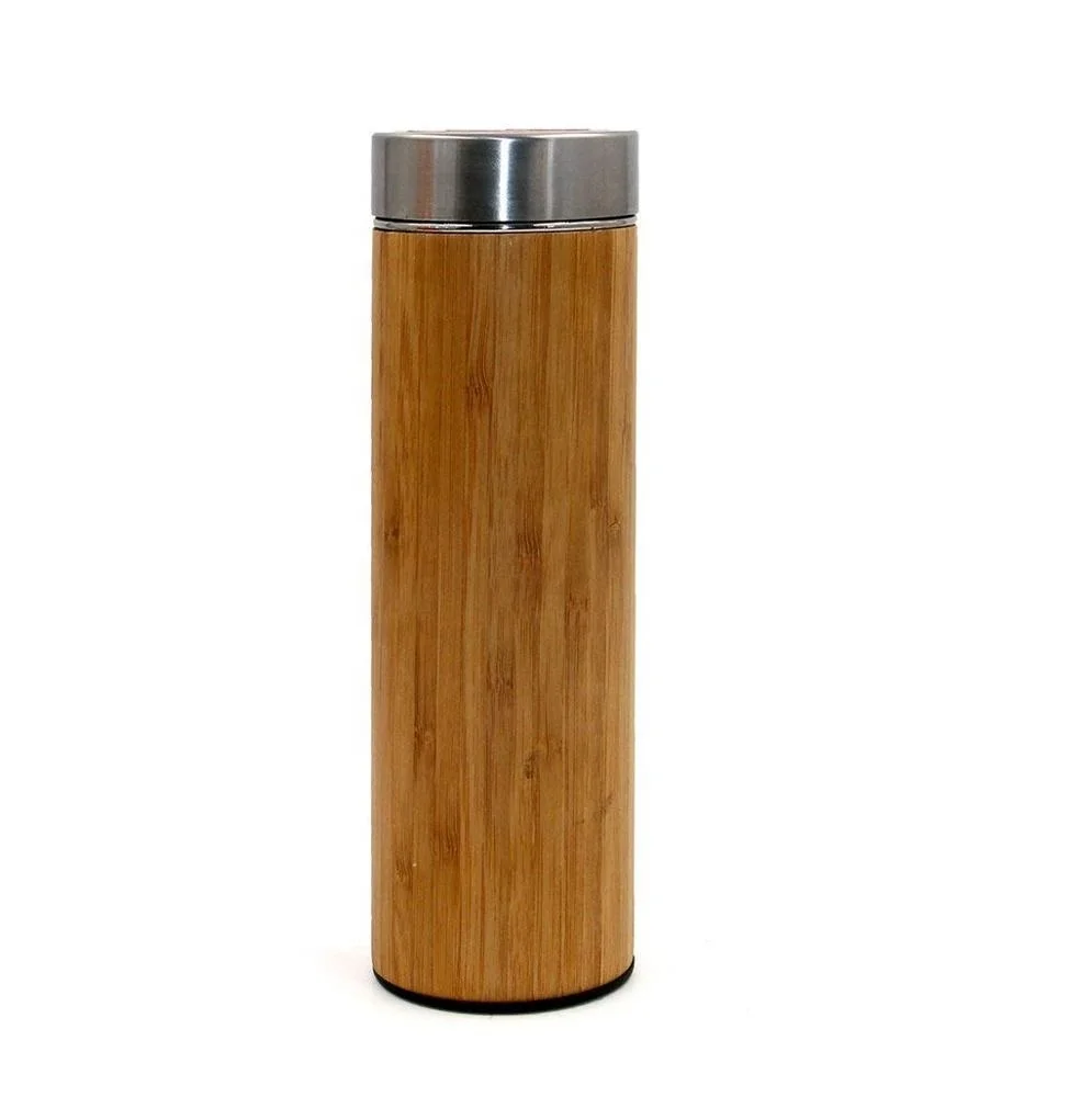 

High Quality Custom Company Logo Bamboo Fiber Wooden Water Bottle, Natural bambo