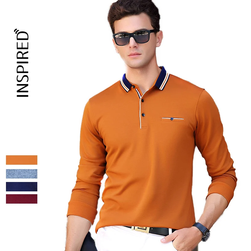 

New style long-sleeved Polo men's T-shirt solid color casual lapel pocket men's t-shirt, Picture color