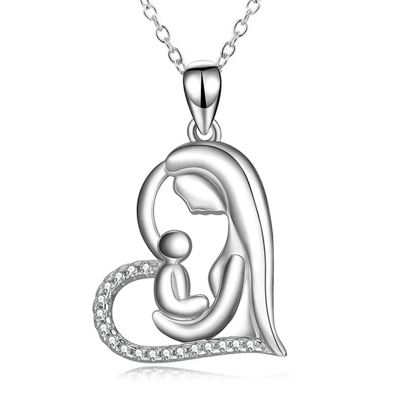 

love heart necklace gold silver motherly love pendant necklace 02356, Picture