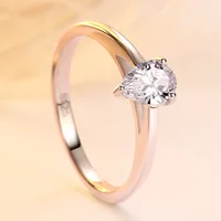 

Amazon Hot Selling Branded Women Jewelry White Gold Plated Pear cut CZ Rings in Sterling Silver
