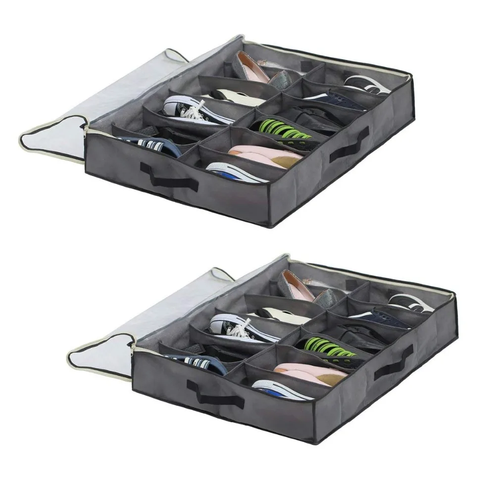 12 Pairs Under Bed Shoe Organizer Nonwoven Fabric Closet Shoe Storage