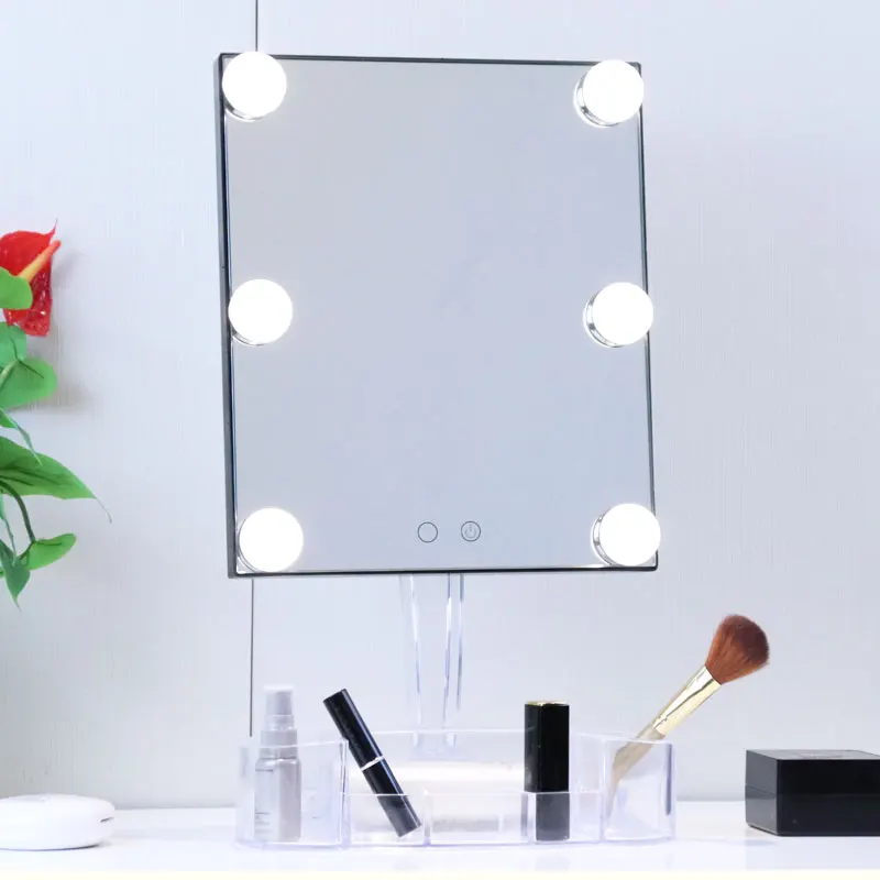 

6bulbs Hollywood Mirror with Makeup Organizer LED Vanity Mirror Spiegel, Black, rose gold