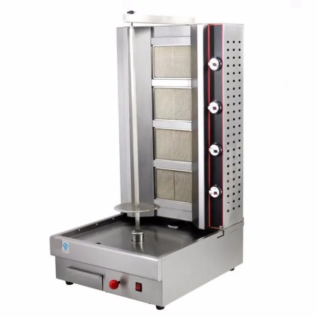Miumaeov 110V Electric Shawarma Grill Machine Stainless Steel Vertical Broiler Rotating Barbecue Rotisserie Oven With 2 Heating Pipes