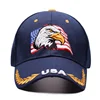 Custom 100% cotton 6 Panel Printed 3D Embroidered USA American Flag Eagle Golf Sports Baseball Caps Hats