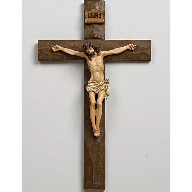 Roman Crucifix WallCross Home Office Statue Figure Antique Bronze Hanging W...