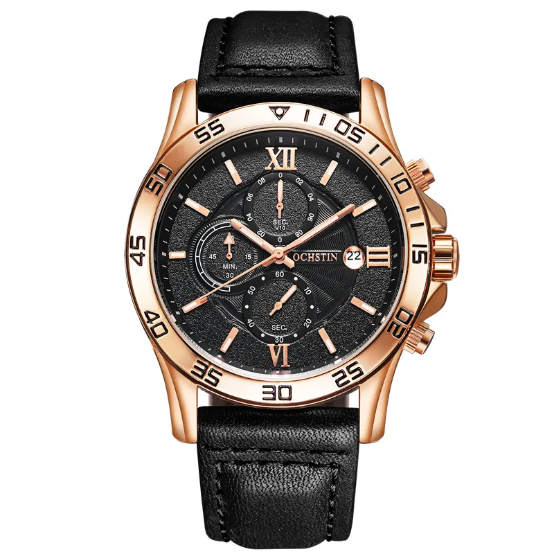 

Top Luxury Brand OCHSTIN Men Sports Watches Men's Quartz Date Clock Man Leather Army Military Wrist Watch Relogio Masculino, Black blue red orange