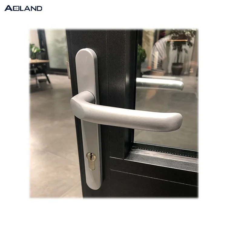 Aluminum plate glass french door design  with invisible door closer