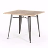 High Quality Solid Wood Top Iron Legs Dining Table Modern New Design