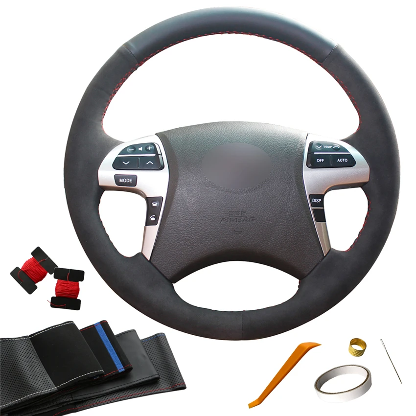 

Hand Sewing Custom Suede and Leather Custom Steering Wheel Cover for Toyota Highlander Camry 2007-2014