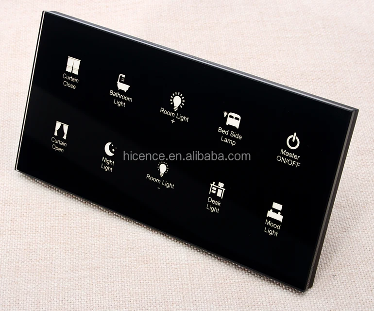 Touch Sensor 10 gang Light Dimmer Curtain Switch 12V Bedside Control Panel