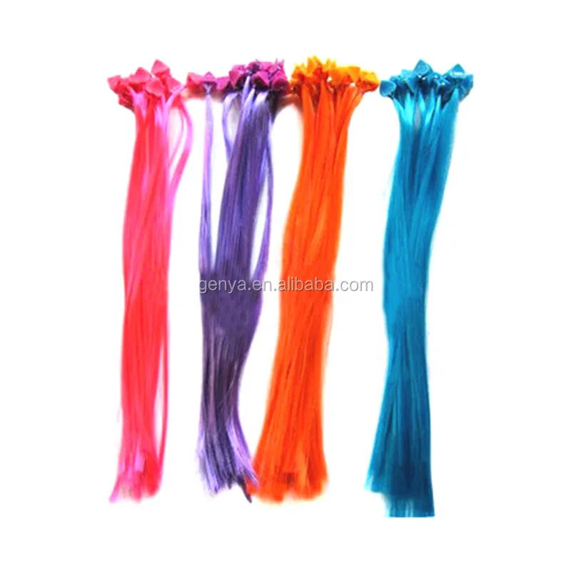 Children Multiple Colors Hair Extensions Synthetic Straight Hairpieces