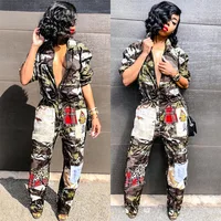 

Casual Military Camo Rompers Womens Long Sleeve Fashion Patchwork Woman Jumpsuit S3454