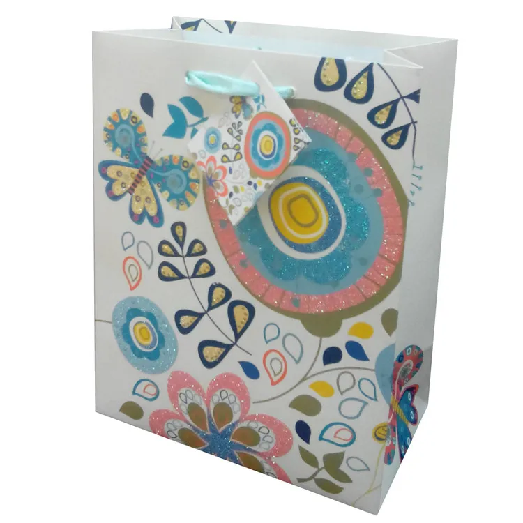 Wholesale Embossing Fancy Reusable Biodegradable Paper Bag With Handle