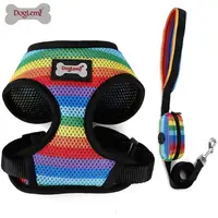 

Breathable Rainbow Mesh Dog Pet Harness With Lead Jogging Leash Harness Set