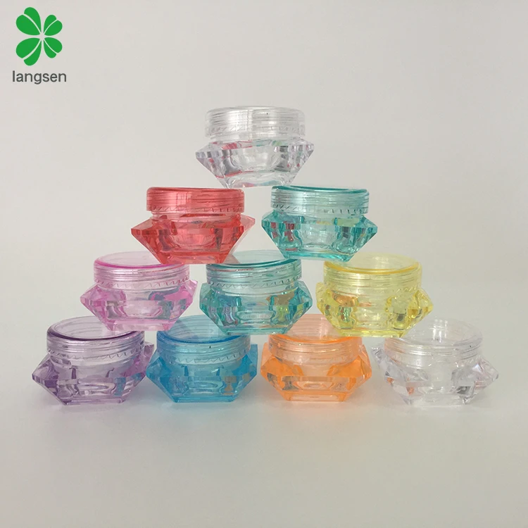  Plastic Small Diamond 5g 5ml Cosmetic Jar