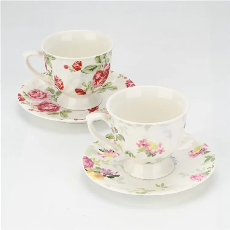 Graceful Miniature Wholesale 12pcs Floral Bone China Tea Cup Sets With