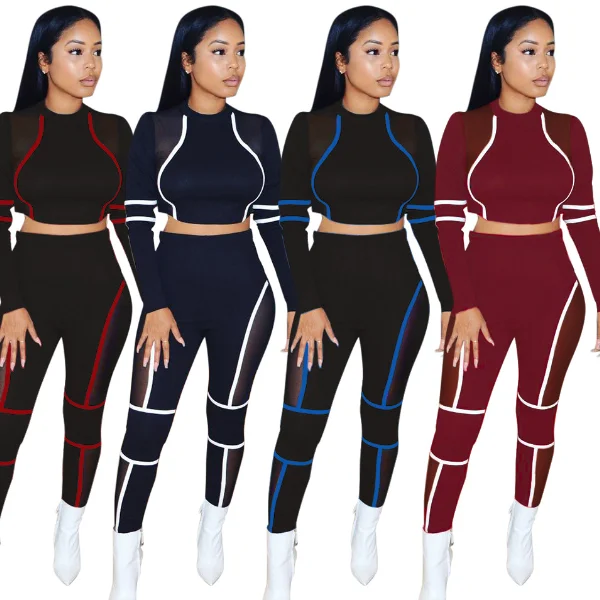 

SP3785A Western Mesh Split Joint Women Sport Set, N/a