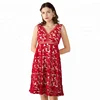 Casual Party Back V-neck A Line Red Lace Evening Midi Dress for Ladies
