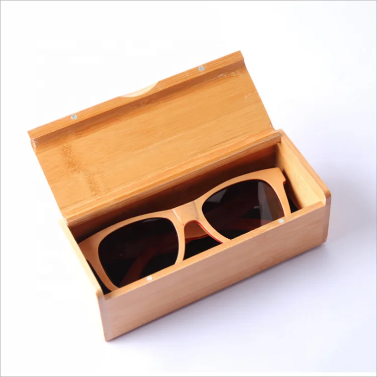 

Bamboo Wood Custom Logo Glasses Case Clamshell natural sunglasses box