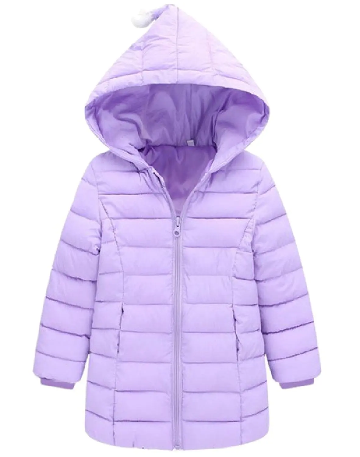 LinkShow Kids Quilted Basic Winter Cute Hood Zip Solid Down Outerwear