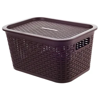 5l Brown Simple Storage Box For Dirty Clothes,Plastic Rattan Storage ...