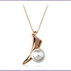 Modern Pearl Decorated Gold Horn Pendant Necklace For Daily Wear