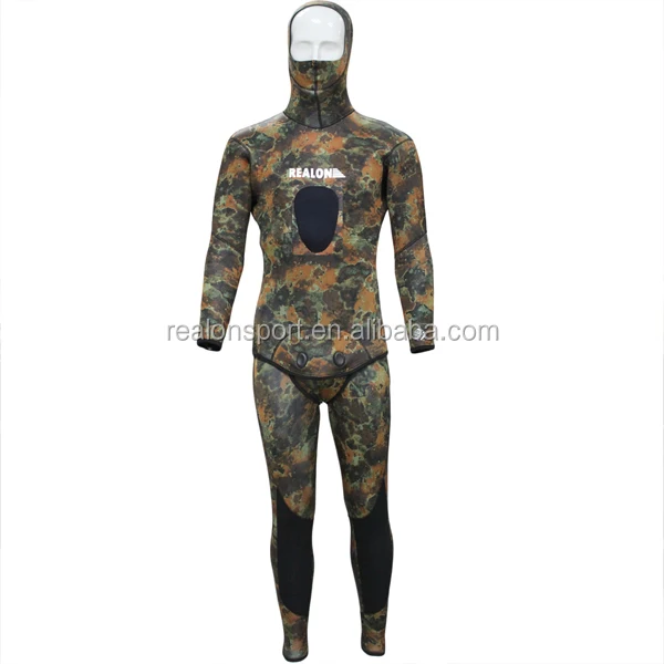 

5MM Open Cell Neoprene Wetsuit for Spearfishing Surfing, Camouflage