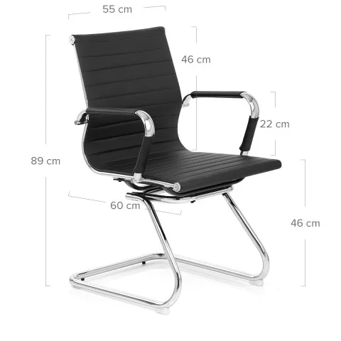 no wheel PU leather bow metal frame meeting conference room computer chair