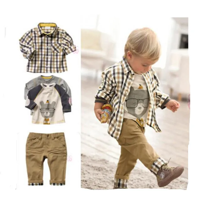 

WSG23 Autumn New Boys Clothing Sets Jacket Shirts Pant 3pcs Suits Clothing Kids Long-sleeved clothed for Kids